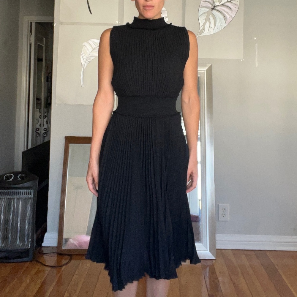Nanette by Nanette Lepore Black Sleeveless Pleated Blouson Midi Dress Size 4